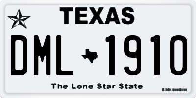 TX license plate DML1910