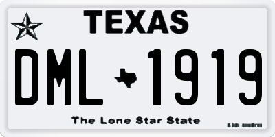 TX license plate DML1919