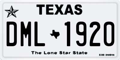 TX license plate DML1920