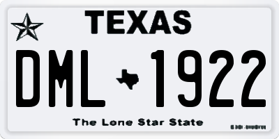TX license plate DML1922