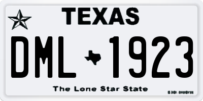 TX license plate DML1923
