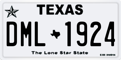 TX license plate DML1924