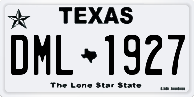 TX license plate DML1927