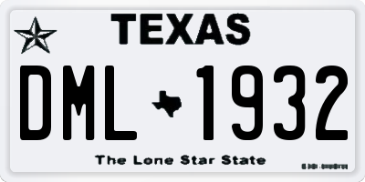 TX license plate DML1932