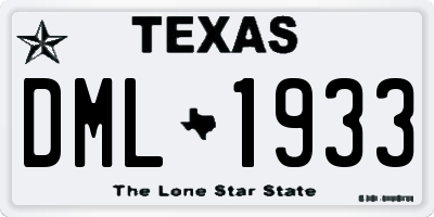 TX license plate DML1933