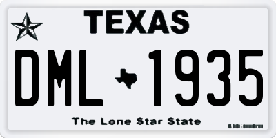 TX license plate DML1935