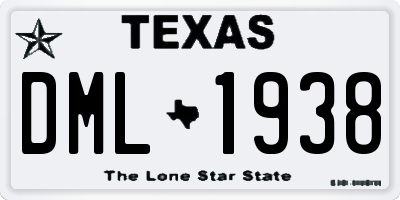 TX license plate DML1938