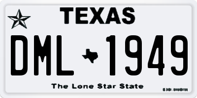 TX license plate DML1949