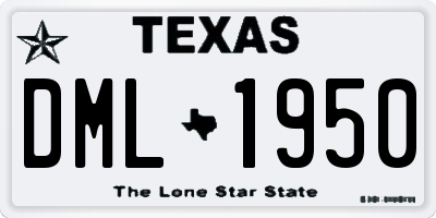 TX license plate DML1950