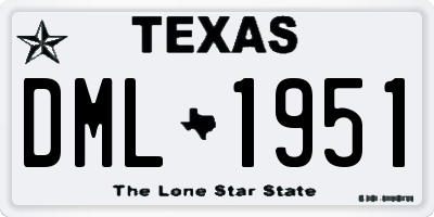 TX license plate DML1951