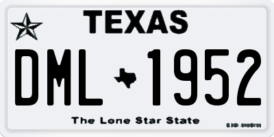 TX license plate DML1952