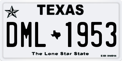 TX license plate DML1953