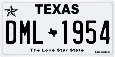 TX license plate DML1954