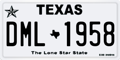TX license plate DML1958