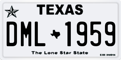 TX license plate DML1959