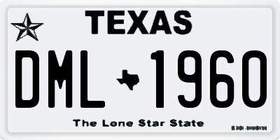 TX license plate DML1960