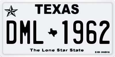 TX license plate DML1962