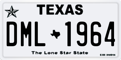TX license plate DML1964