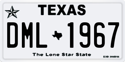 TX license plate DML1967