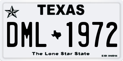 TX license plate DML1972