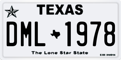 TX license plate DML1978