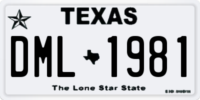 TX license plate DML1981