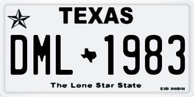 TX license plate DML1983