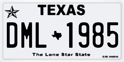 TX license plate DML1985
