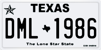 TX license plate DML1986