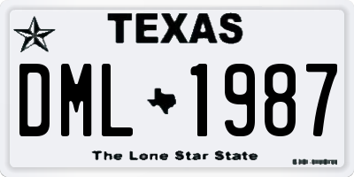 TX license plate DML1987