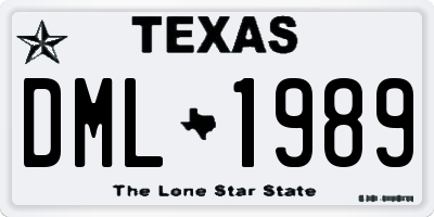 TX license plate DML1989