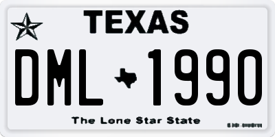 TX license plate DML1990