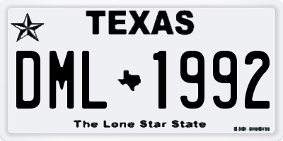 TX license plate DML1992
