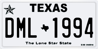 TX license plate DML1994