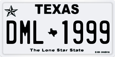 TX license plate DML1999