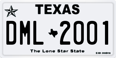 TX license plate DML2001