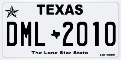 TX license plate DML2010
