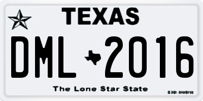 TX license plate DML2016