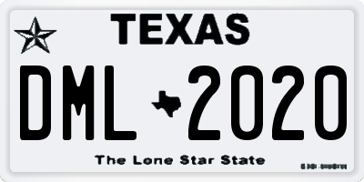 TX license plate DML2020