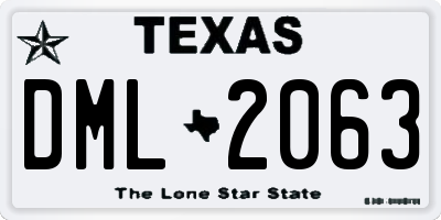 TX license plate DML2063