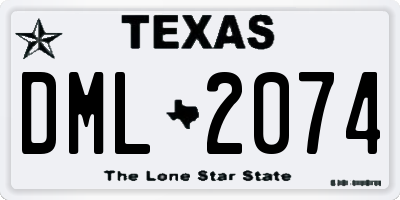 TX license plate DML2074