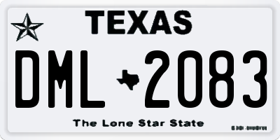 TX license plate DML2083
