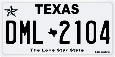 TX license plate DML2104