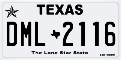TX license plate DML2116