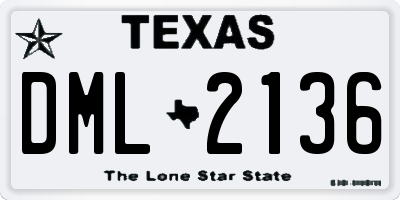 TX license plate DML2136