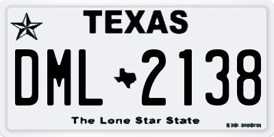 TX license plate DML2138