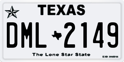 TX license plate DML2149