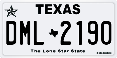 TX license plate DML2190