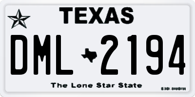 TX license plate DML2194