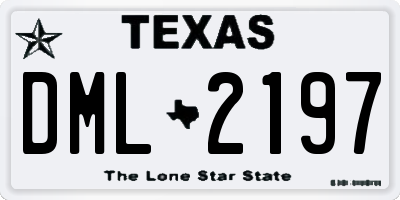 TX license plate DML2197